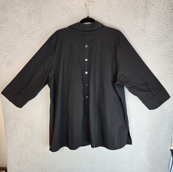 Foxcroft NYC Womens Sz 22W No Iron Black Casual Comfort Full Front Button Blouse - Picture 10 of 14